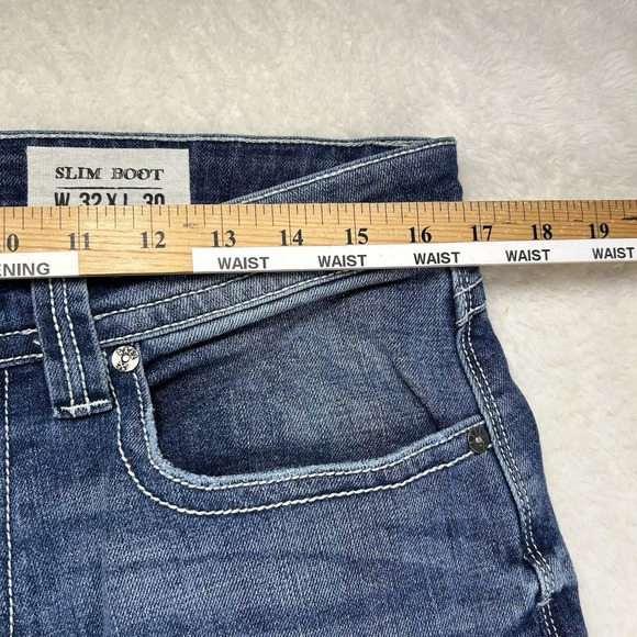 T.K. Axel Slim Boot Cut Stretch Blue Denim Jeans Mens 32x30 NEW - Picture 7 of 16